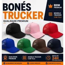 Boné Trucker com Tela Liso Cores Diversas Casual New York Snapback Unissex Masculino e Feminino Conforto Brim Premium