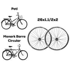 Par de Roda Aro Aero 26x1.1/2x2 Poti/Monark/Barra Circular Rolamentado
