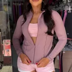 Jaqueta Fitness Feminina Academia Poliamida com Zíper Casaco Manga Longa Treino Corrida Yoga Leve Não Esquenta