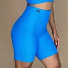 Bermuda Ciclista Fitness Feminina Poliamida Premium Cintura Alta com Bolso para Academia Corrida e Treino