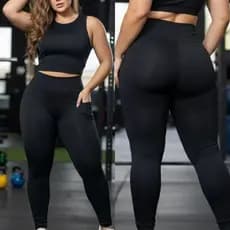 Legging G feminina com bolsos tecido zero transparência blackout
