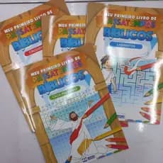 passatempo bíblico cruzadinhas ligue os pontos  labirinto caça palavra kit com 4 livros
