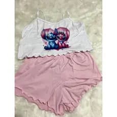 Cropped Babydoll pijama Feminino, ovelha,stitch e carinhosos,Pijama verão feminino