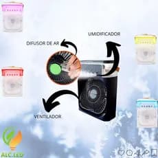 VENTILADOR DE MESA USB COM DIFUSOR E UMIDIFICADOR