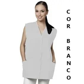 Jaleco Femenino  Em Oxford Branco Sem Manga Santa Clara (SOMENTE COR BRANCO)