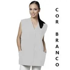 Jaleco Femenino  Em Oxford Branco Sem Manga Santa Clara (SOMENTE COR BRANCO)
