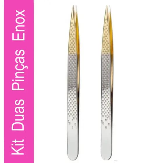 KIT COM 2 UNIDADE DE PINÇA ENOX SILVER GOLD PONTA FINA BELLIZ REF: 1702