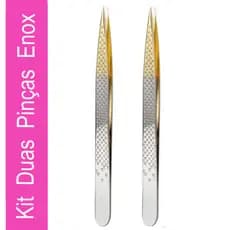 KIT COM 2 UNIDADE DE PINÇA ENOX SILVER GOLD PONTA FINA BELLIZ REF: 1702
