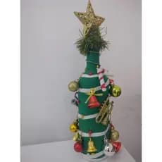 garrafa enfeite natalino modelo árvore de Natal sala quarto escritório mesa rack estante papai Noel