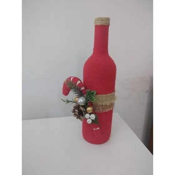 Garrafa enfeite de natal modelo cajado papai Noel sala escritório mesa rack quarto