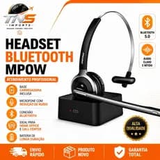 Headset Bluetooth Profissional Sem Fio com Base | Conecta 2 Dispositivos | Atendimento Call Cen