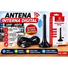 Antena Interna Digital HDTV Kapbom KA-1095 UHF para TV Digital Sem Delay na Copa