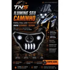 Farol Full LED Projetor Para BMW G310R G310GS DRL Branco Angel Eye