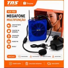 Megafone Portátil KA-150 Amplificador de Voz com Microfone Headset FM USB SD Recarregável Professor Guia Igreja Acade