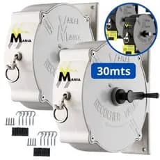 2 Varal de Roupas Retrátil 30 Metros Corda Resistente Forte Varal Mania