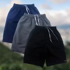 Kit 3 Bermudas Tactel Infantil Menino Lisa Short Básica Escolar