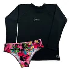 Conjunto Juvenil Proteção Solar Camiseta E Calcinha Uv Meninas Grappin