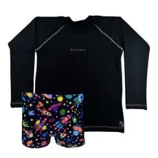 Conjunto Uv Juvenil Proteção Solar Meninos Foguete Planetas Grappin