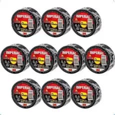 Fita Isolante Imperial 3m Slim Preta 18mm X 5m Kit Com 10 Unidades