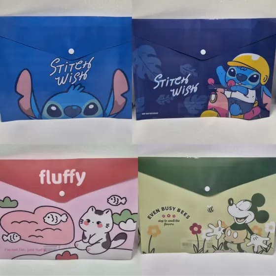 Pasta Grande A4 - Stitch, Mickey, gatinhos, panda