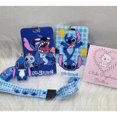 Porta crachá, cartão de alta qualidade com cordão ou chaveiro - Stitch
