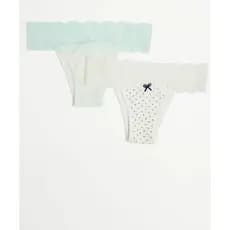 Kit 2 Calcinhas Feminina Tanga Recorte Renda Tamanho P - Marisa 10056447415