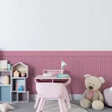 Papel De Parede Adesivo Ripado Rosa Com Faixa Para Meia Parede