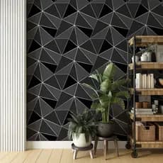 Papel De Parede Adesivo Geométrico Zaara Zazz Preto