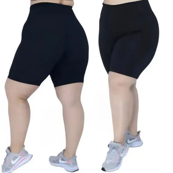 Short Legging Plus Size Feminino Meia Coxa Suplex Bermuda Cintura Alta Academia