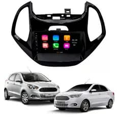 Central Multimídia 7" Pol. MP5/BT CarPlay Android + Moldura Black Piano Ford Ka  2014 15 16 17 18