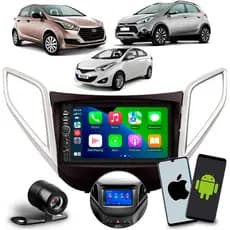 Central Multimídia Hb20 7 Polegadas Carplay Android Auto Bluetooth Espelhamento + Moldura 2 Din Hb20 X S + Câmera de Ré