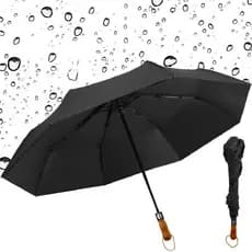 Guarda Chuva Automático Grande Reforçado Com Cabo De Madeira Linha Premium