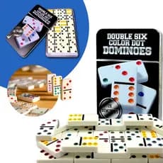 Jogo De Dominó Profissional 8 mm 28 Peças Com Estojo Metal De Transporte Peças Grande