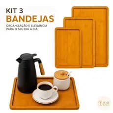 Kit 3 Bandejas Organizadora Multiuso Decorativa Cantinho do Café Mesa Posta