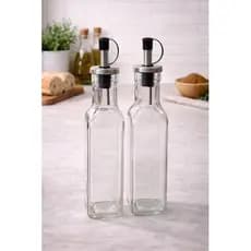 Conjunto Recipientes Vidro Quadrado 250ml Porta Azeite Vinagre Utensilios Cozinha Alta Qualidade Transparente
