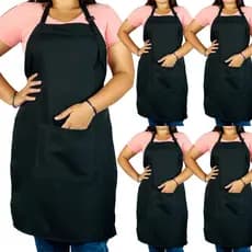 Kit com 5 Avental Inteiro Oxford Modelo Garçom de Cozinha com Bolso Frontal Ajustável
