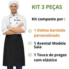 Kit Dolma Personalizada Com Saia E Touca Restaurante Chef nome