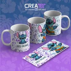 Caneca & Xícara - Stitch Praia Disney Personalizada com Nome
