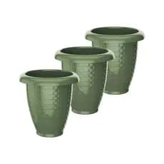Kit 3 Vasos Rattan De Flor De Plástico 3 Litros Vaso Reforçado Para Flores Jardim Decoração