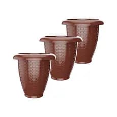 Kit 3 Vasos Rattan De Flor De Plástico 3 Litros Vaso Reforçado Para Flores Jardim Decoração