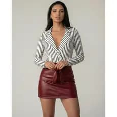 Body Camisa Feminino Manga Longa Social C/Bojo Suplex Casual Elegante
