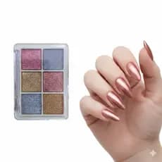 Pó cromo  solido paleta 6 cores unhas cromo
