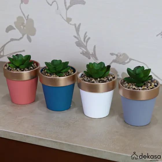 Planta Artificial Decorativo Suculenta Vaso Cerâmica Premium Cachepot Decoração