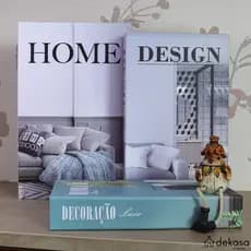 Livro Decorativo Fake Kit 3 Caixa Organizadora Porta Objetos Conjunto Modelo Home 01