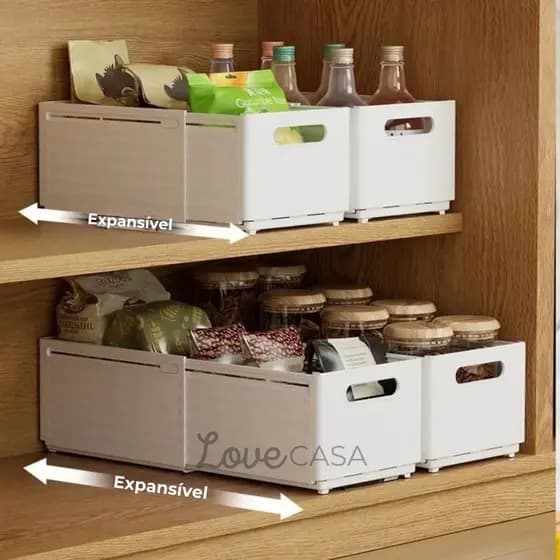 Caixa Organizadora Empilhável Expansível Modular Cozinha Despensa Lavanderia Organizador Gaveta