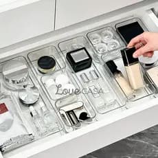 Organizador Gaveta Transparente Kit 4 Peças Modular Maquiagem Banheiro Cozinha