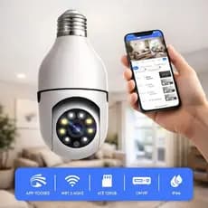 Câmera Segurança Prova D'água Infravermelho Lâmpada Externa 360 Sem Fio Wifi 2.4G G4 Click