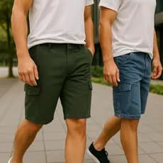 Bermuda Masculina Cargo Short Masculino 6 Bolsos Brim Sarja Kit Com 2 Bermuda Otima Qualidade