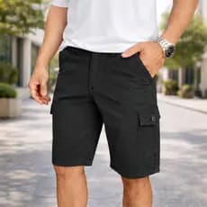Bermuda Masculina Cargo  6 Bolsos Brim Lisa Colorida