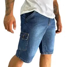 Bermuda Masculina Adulto Cargo Jeans Bermudas Para Passeio e Trabalho
